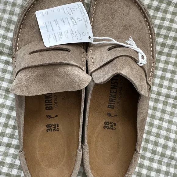 Birkenstock Taupe Naples Suede Clogs - Picture 4 of 4